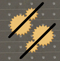3 and 5 tooth gears in the diagonal